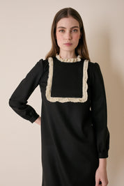 Wool dress with soft trim