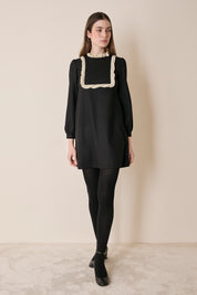 Wool dress with soft trim