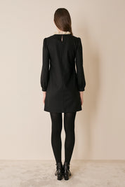 Wool dress with soft trim