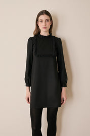 Wool dress with soft trim