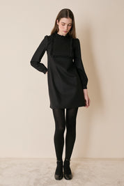 Wool dress with soft trim