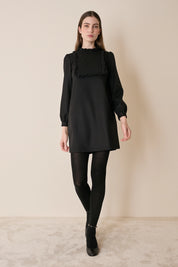 Wool dress with soft trim