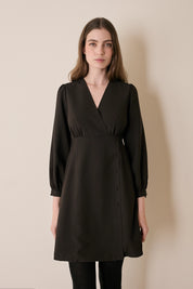 Fluid wrap-neck dress