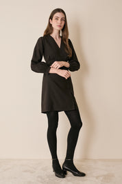 Fluid wrap-neck dress