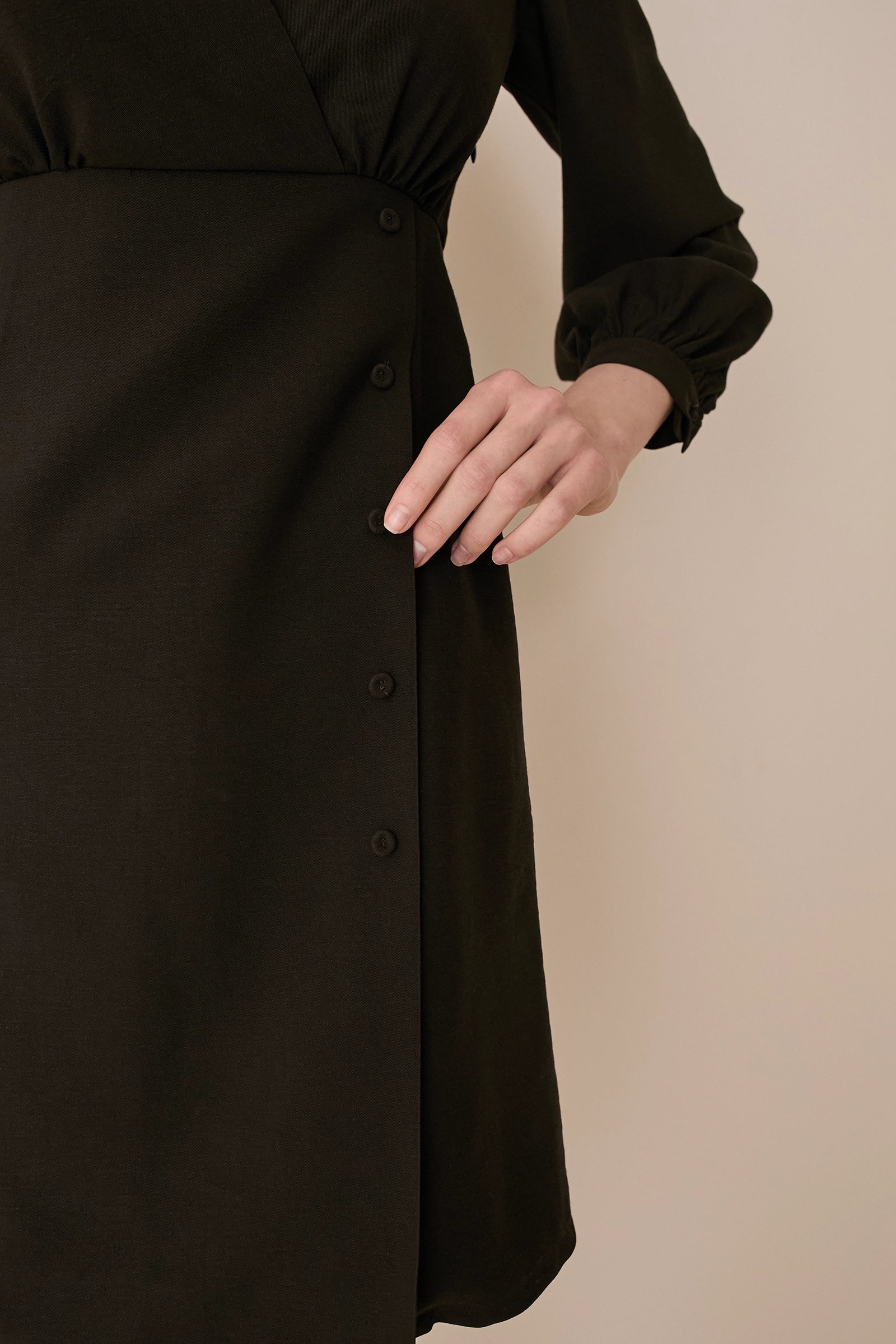 Fluid wrap-neck dress