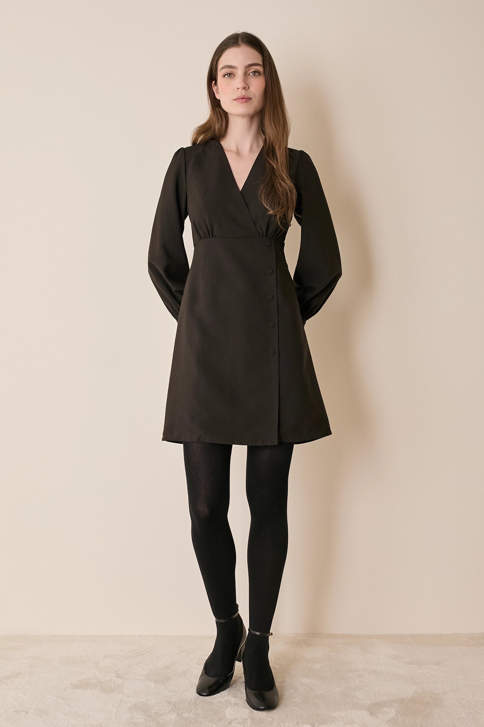 Fluid wrap-neck dress
