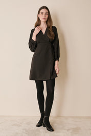 Fluid wrap-neck dress