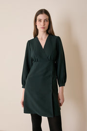 Fluid wrap-neck dress