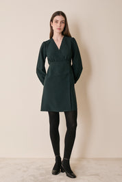 Fluid wrap-neck dress