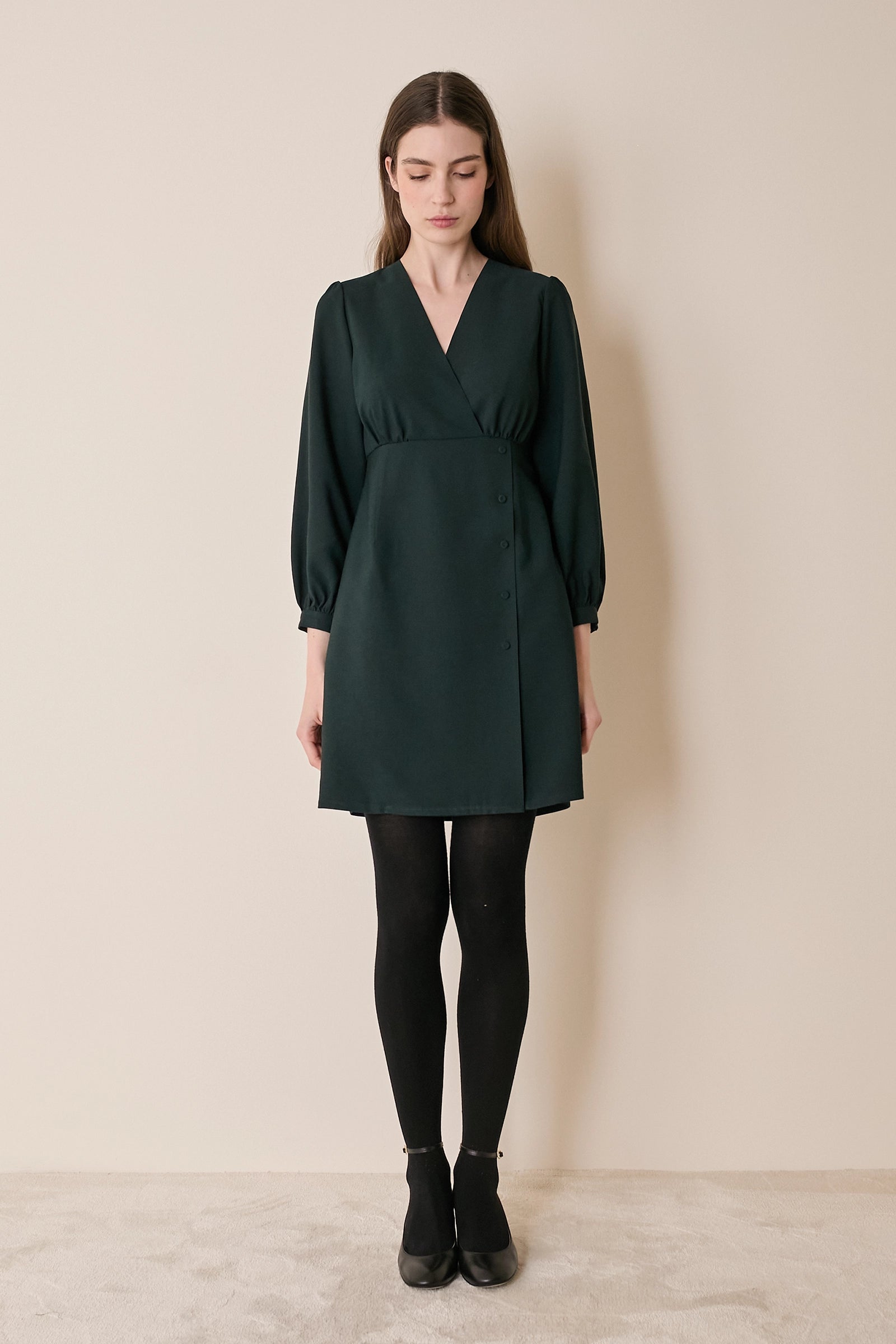 Fluid wrap-neck dress