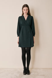 Fluid wrap-neck dress