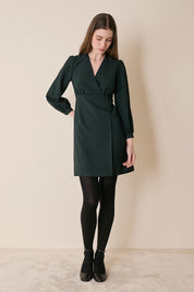 Fluid wrap-neck dress