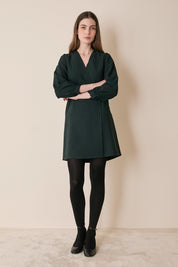 Fluid wrap-neck dress