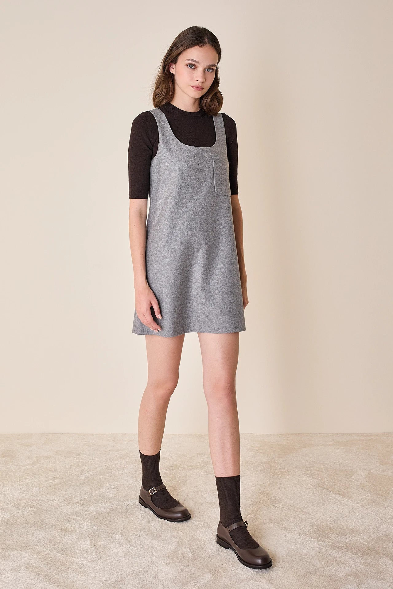 Wool-blend A-line dress