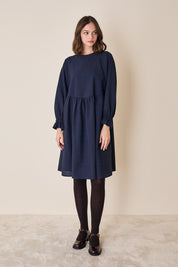 Wool puff-sleeve dress