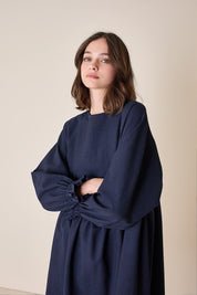 Wool puff-sleeve dress