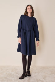 Wool puff-sleeve dress