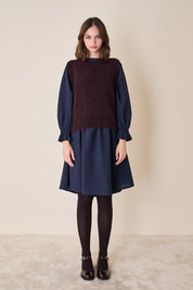 Wool puff-sleeve dress