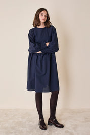 Wool puff-sleeve dress