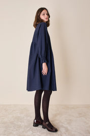 Wool puff-sleeve dress