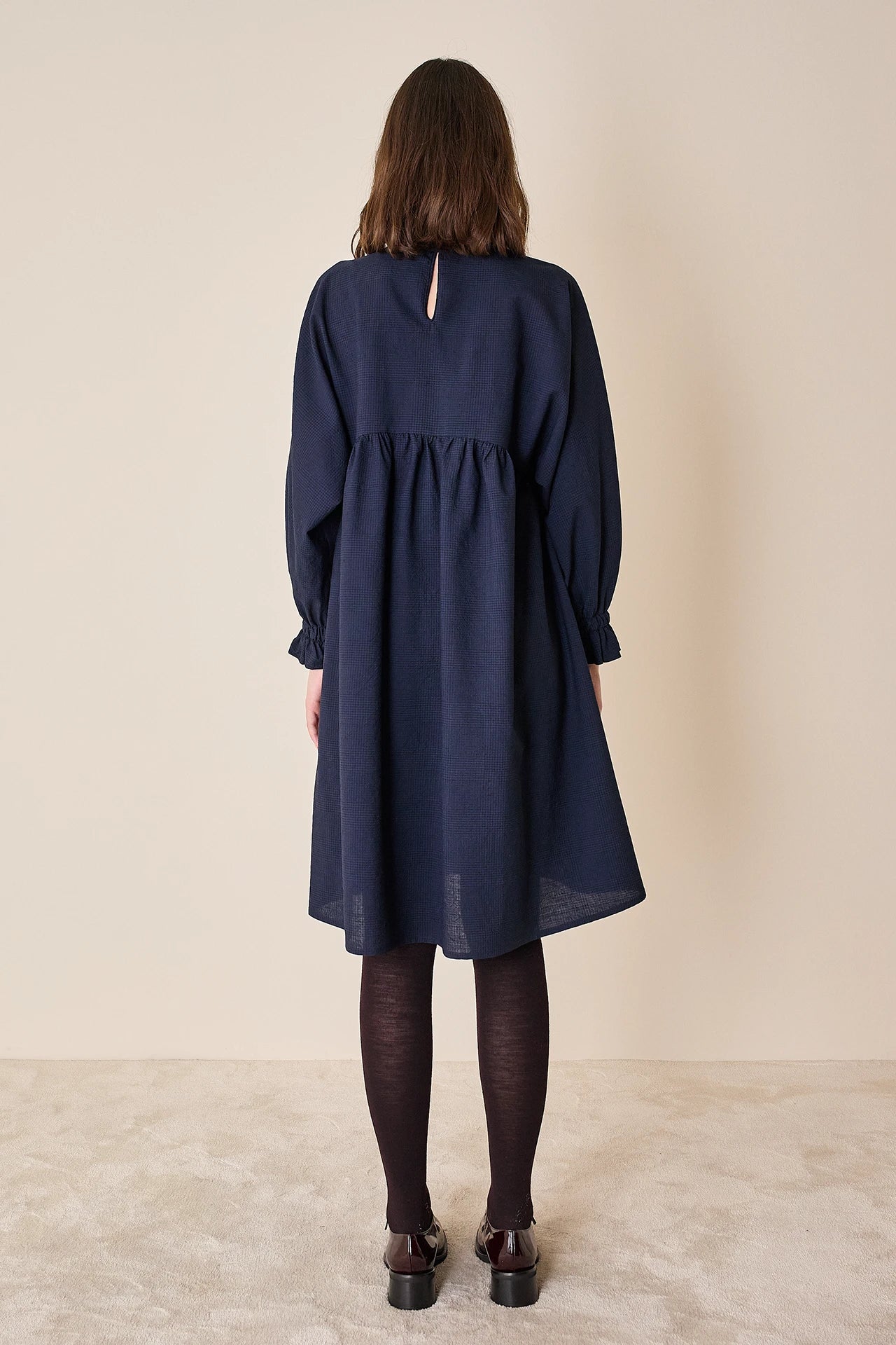 Wool puff-sleeve dress