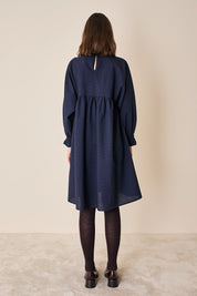 Wool puff-sleeve dress
