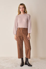 Cropped trousers with elastic waist