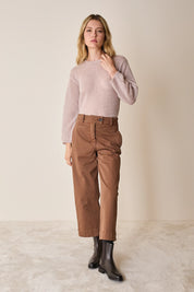 Cropped trousers with elastic waist