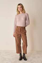 Cropped trousers with elastic waist