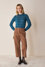 Cropped trousers with elastic waist