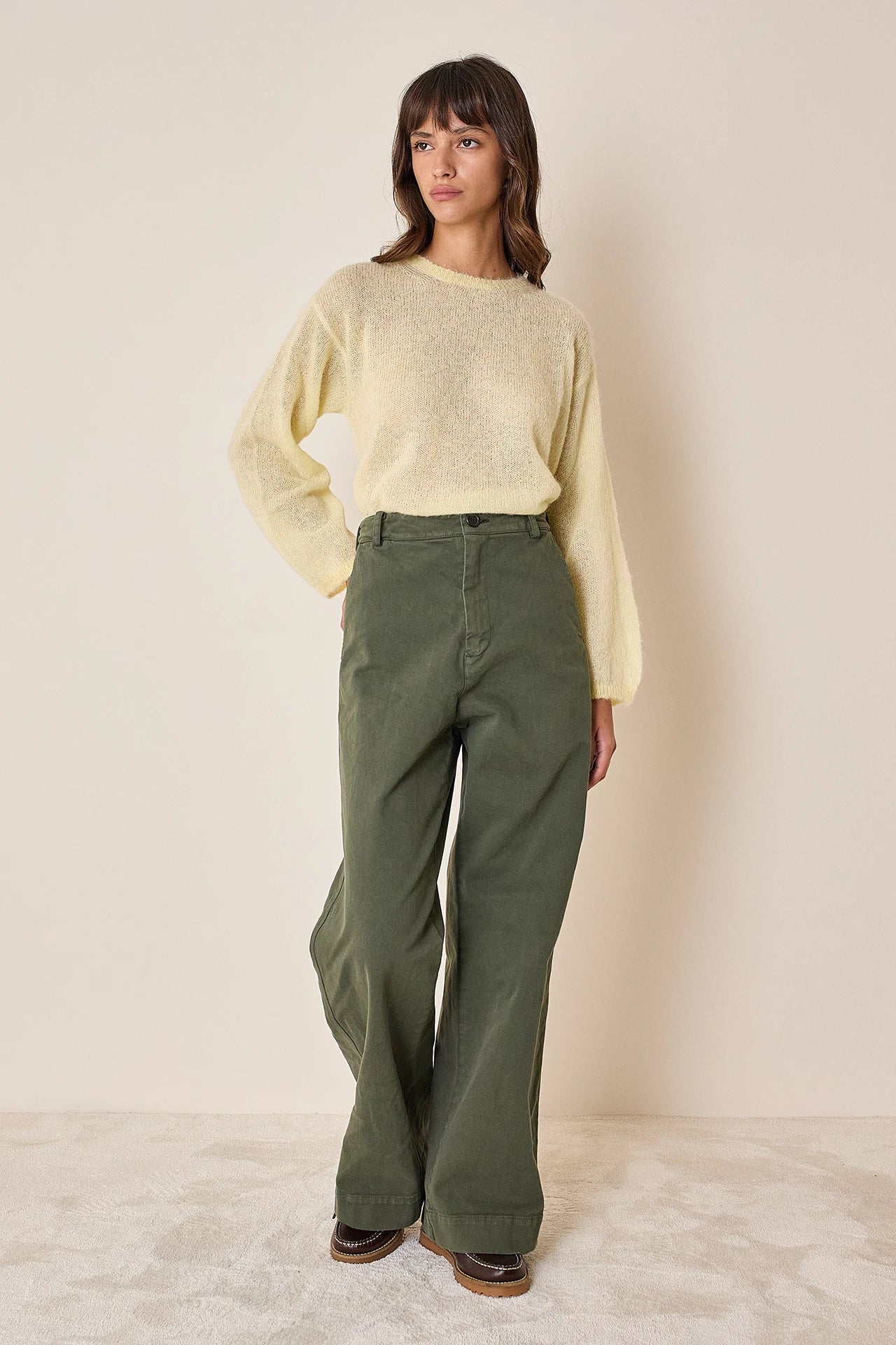 Pantaloni in gabardine di cotone