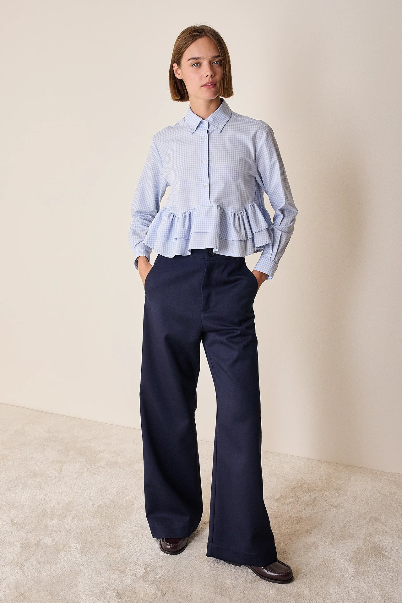 High-waisted virgin wool trousers
