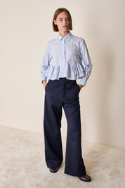 High-waisted virgin wool trousers