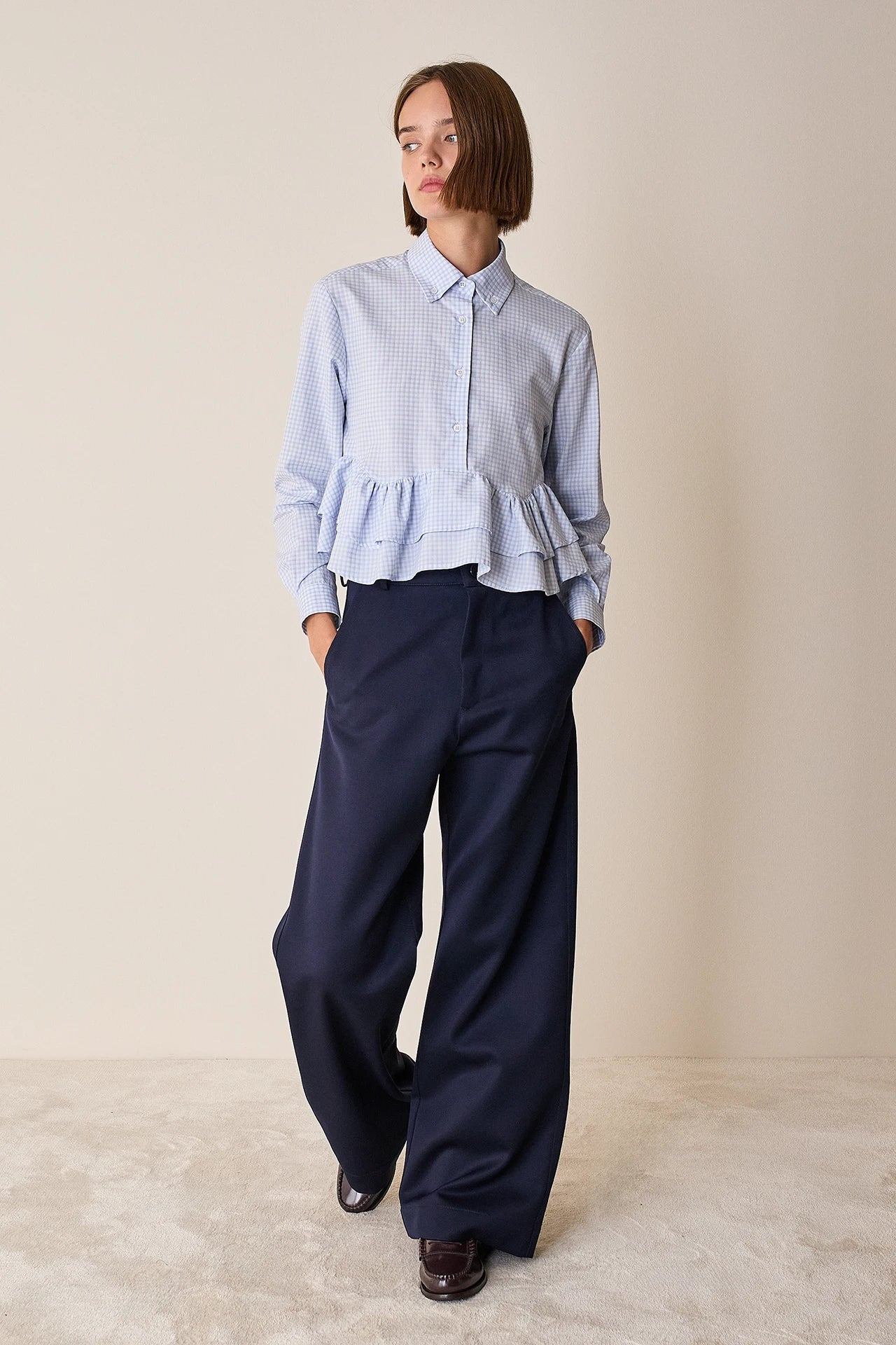High-waisted virgin wool trousers