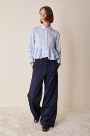 High-waisted virgin wool trousers