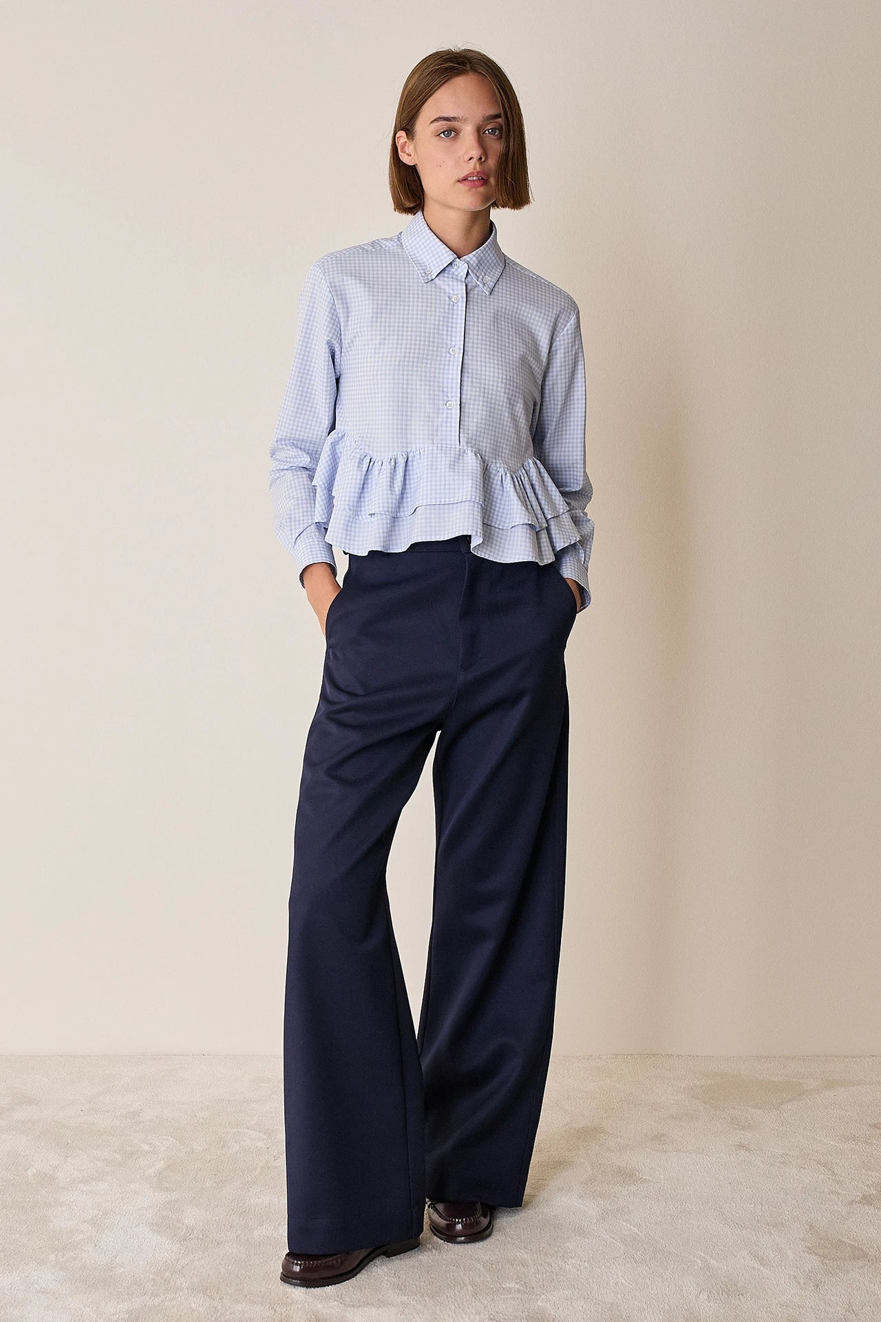 High-waisted virgin wool trousers