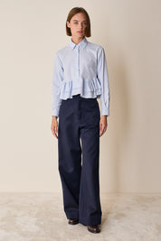 High-waisted virgin wool trousers