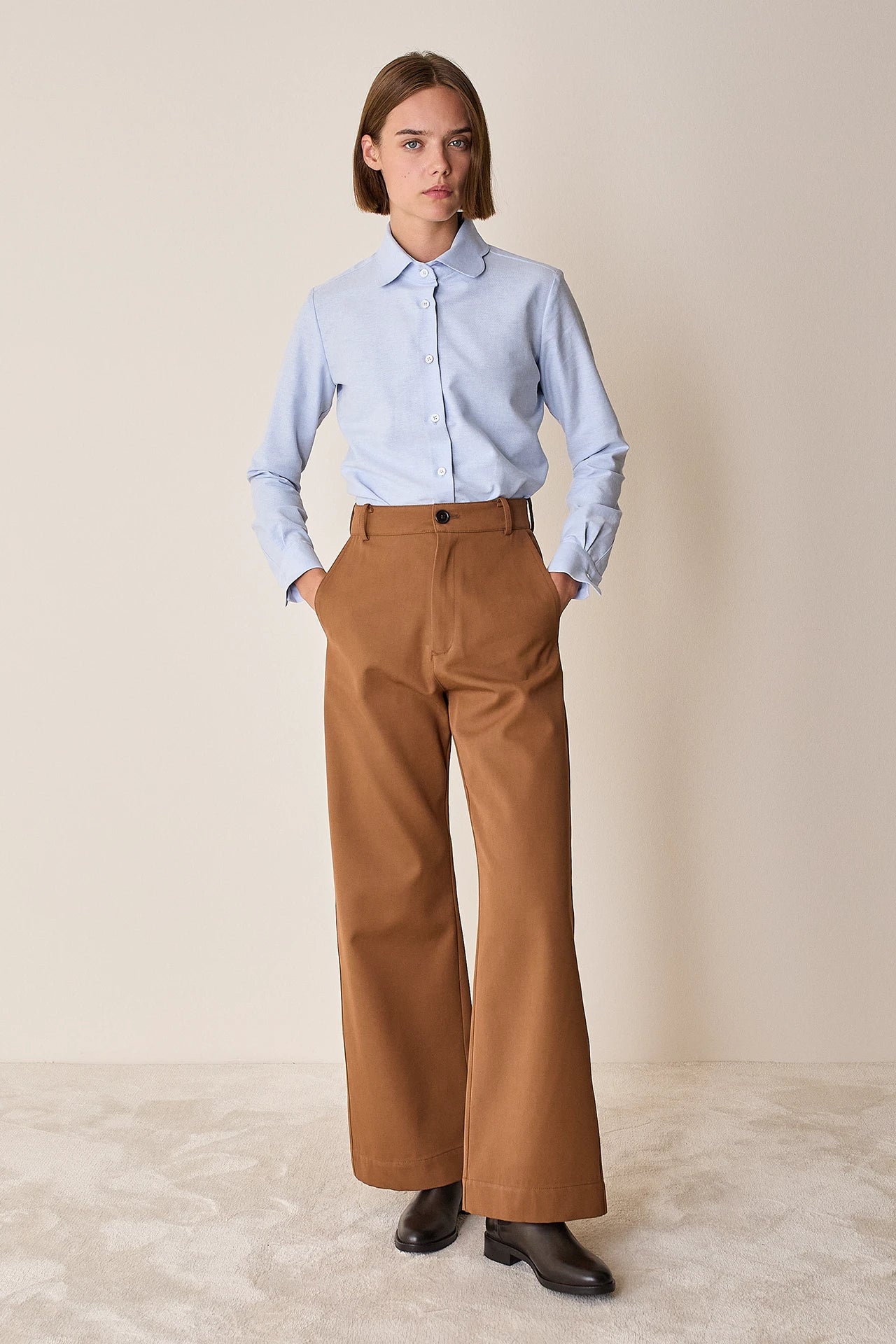 High-waisted virgin wool trousers