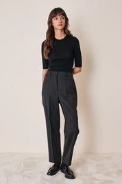 Wool-blend trousers with front pleats