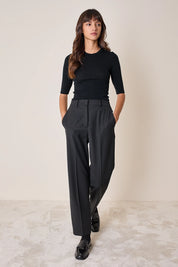Wool-blend trousers with front pleats