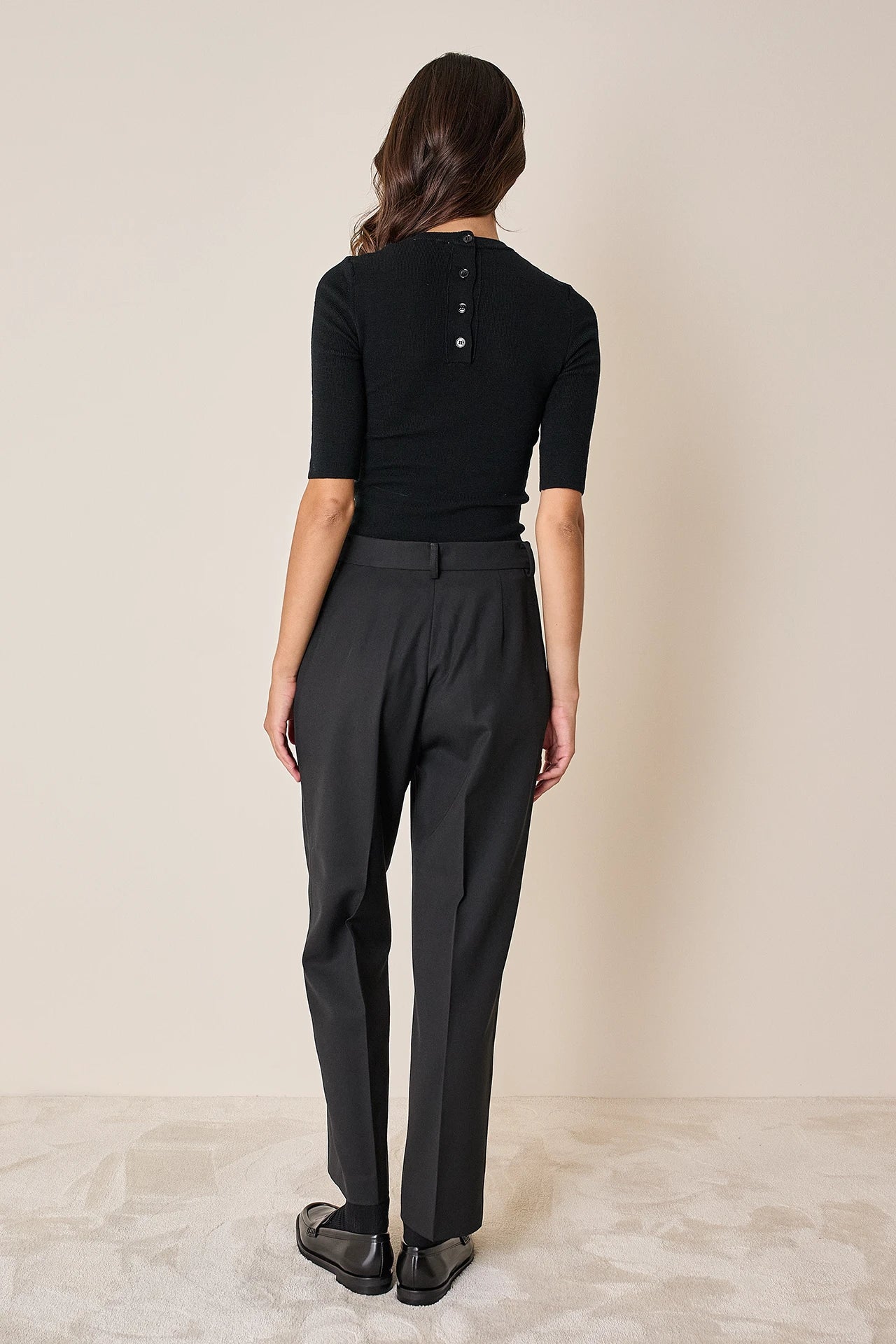 Wool-blend trousers with front pleats