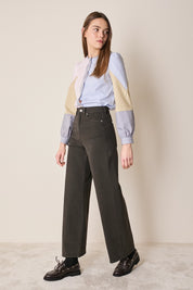 Pantaloni 5 tasche in gabardine stretch