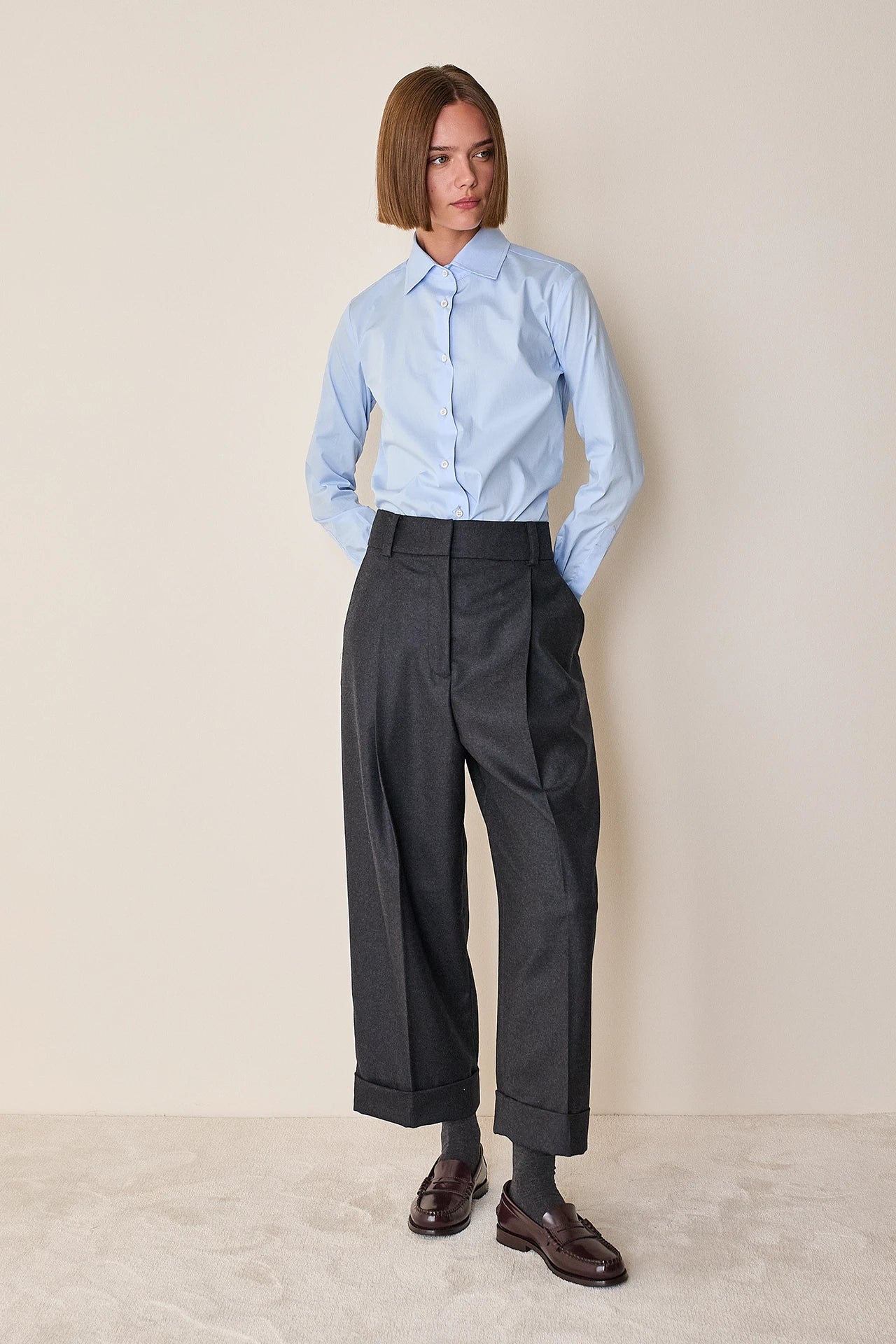 Wool wide-leg trousers