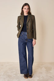 Houndstooth wool jacket