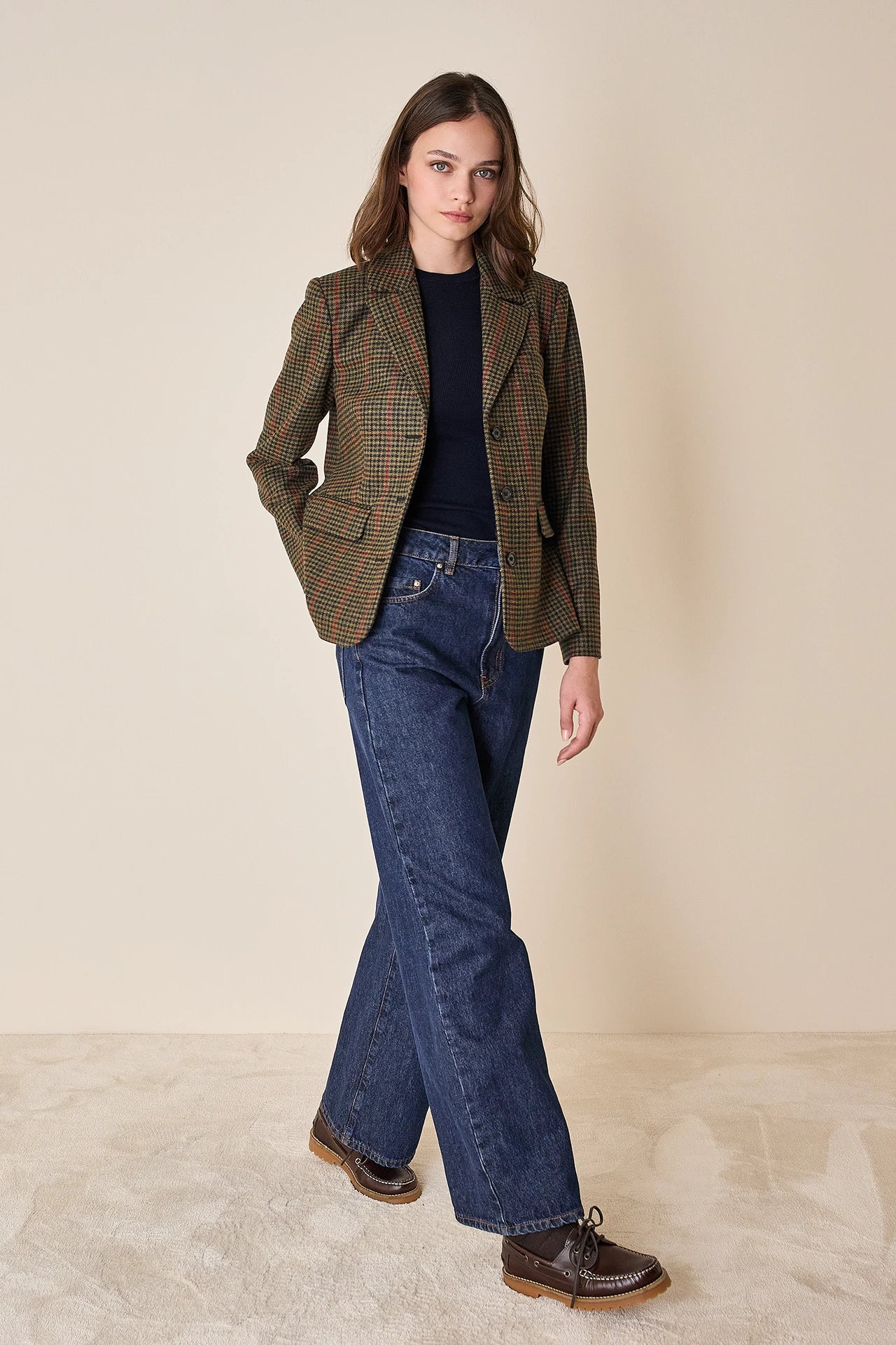 Houndstooth wool jacket