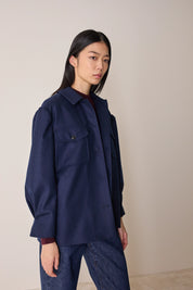 Giacca in lana con maniche a palloncino