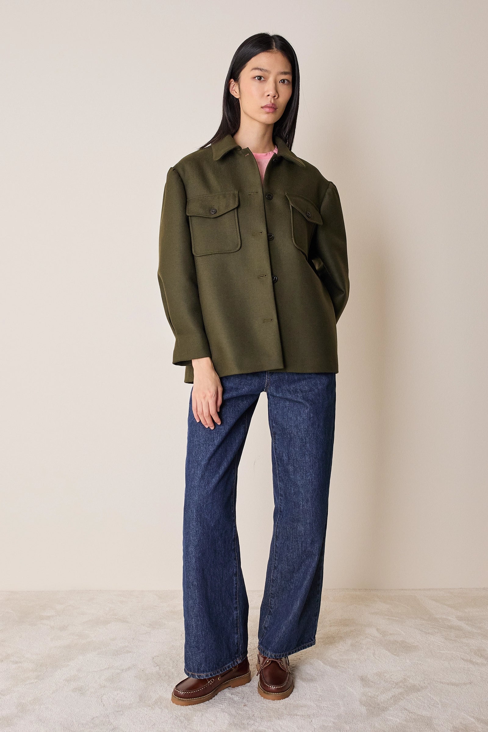 Giacca in lana con maniche a palloncino