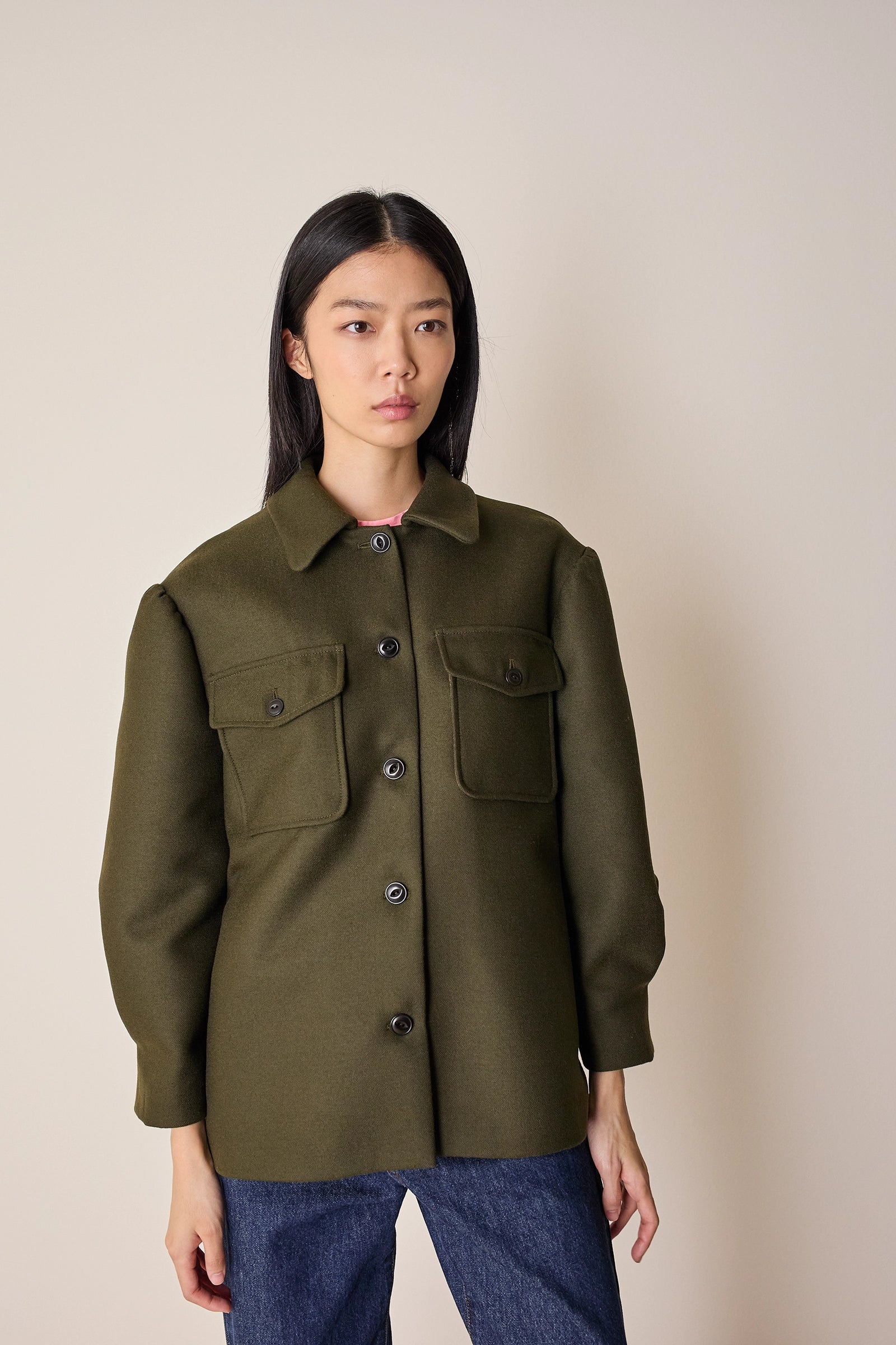 Giacca in lana con maniche a palloncino