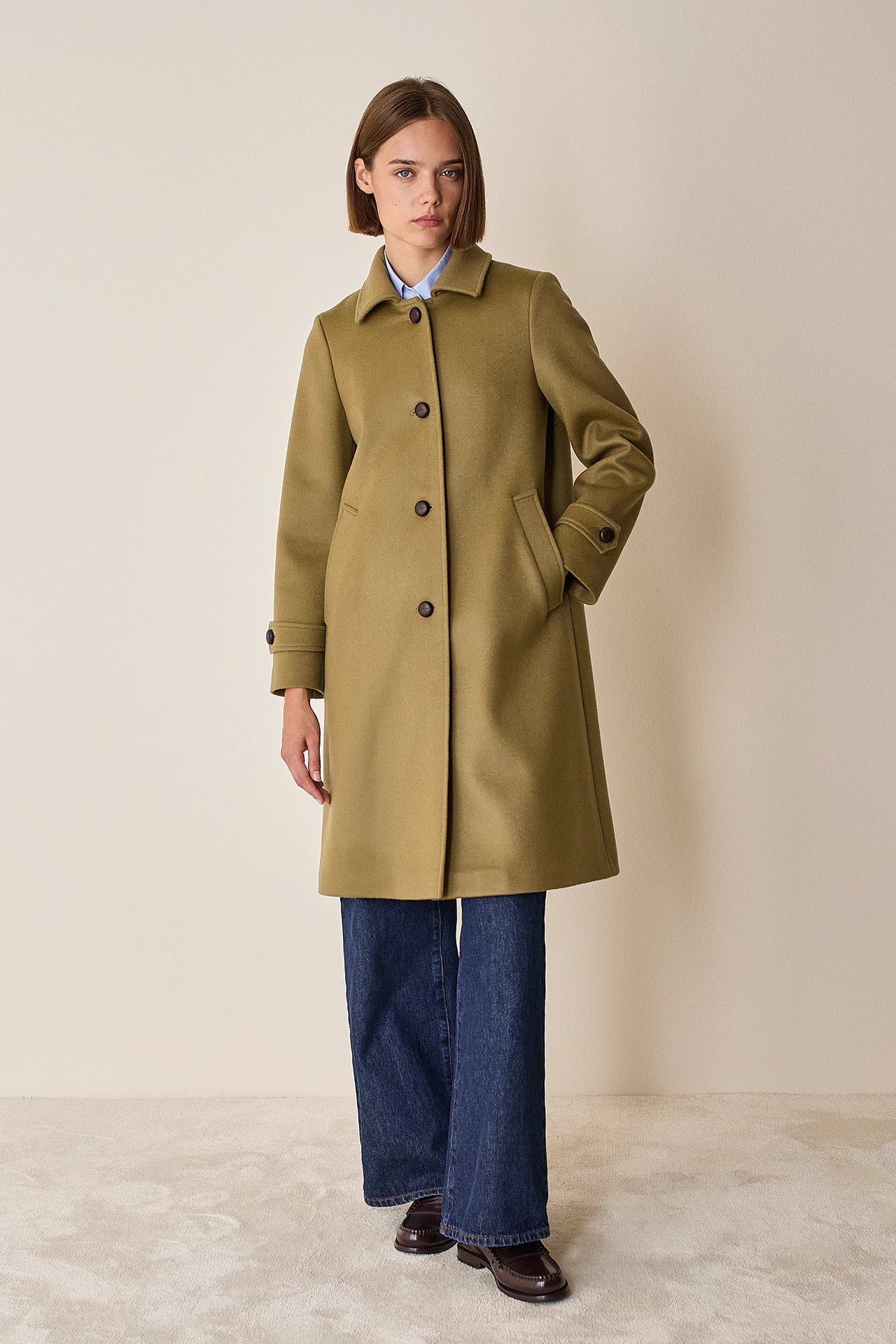 Cappotto stile loden in lana e cashmere