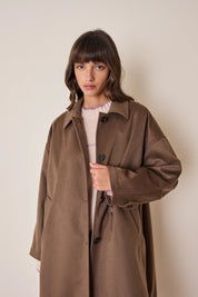 Cashmere coat with coated lining